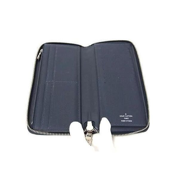Louis Vuitton Wallet Zippy Wallet Vertical M30510 Blue Marine Taiga Men's Round - Picture 4 of 6